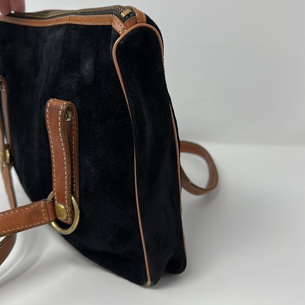 Ronay Black Suede Vintage Satchel Purse - Picture 3 of 11